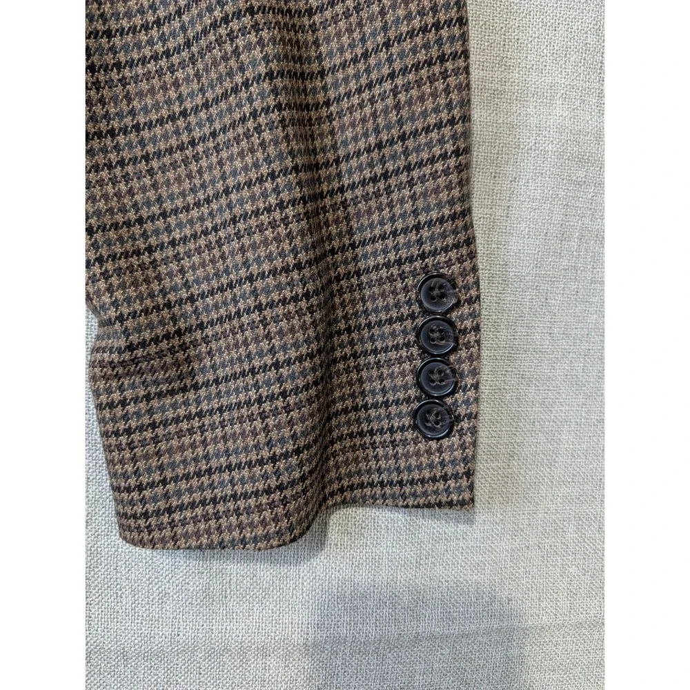 Lauren Ralph Lauren Mens Brown‎ Houndstooth Blazer Sport Coat Two Button Jacket